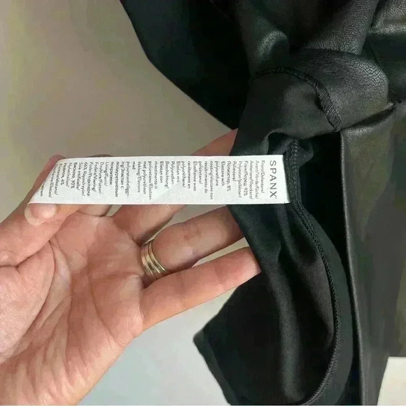 SPANX Leather Like Combo Shapewear Fitted Sheath Midi Dress in‎ Black Size M NWT - Picture 12 of 15